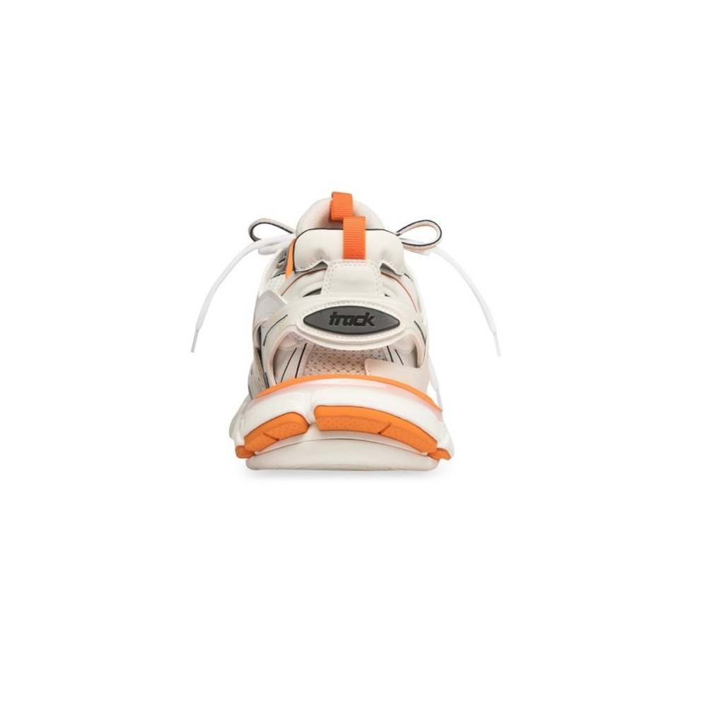 Balenciaga Track sneaker in white and orange, faux leather, lightly worn no box
